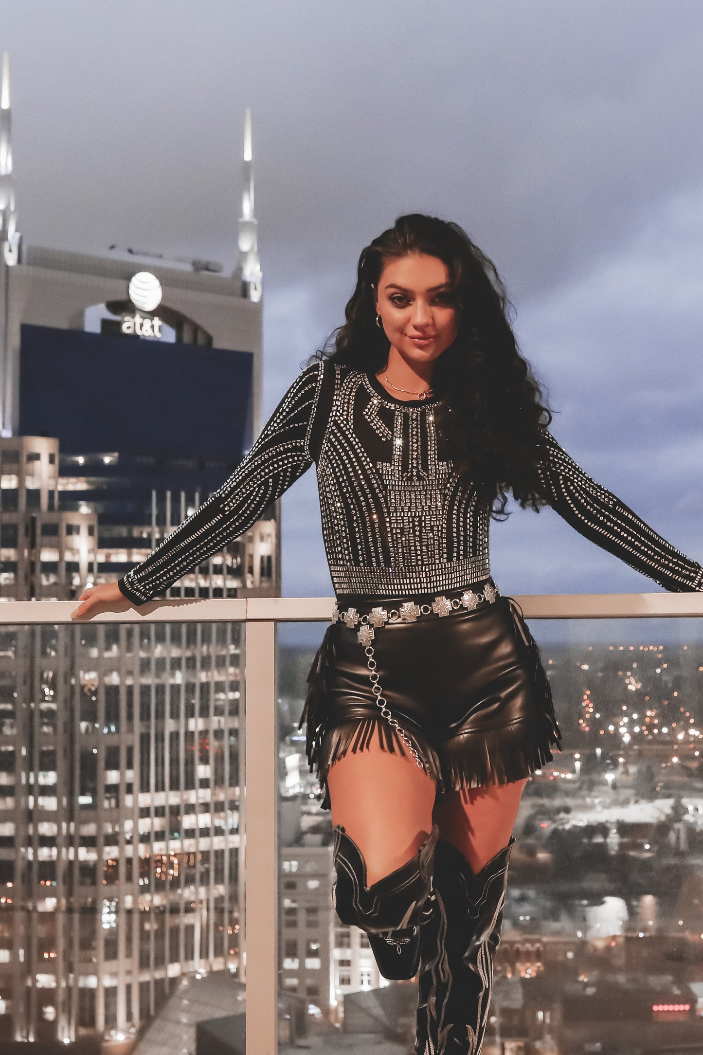The Theme Is Sparkle Long Sleeve Mesh Rhinestone Top