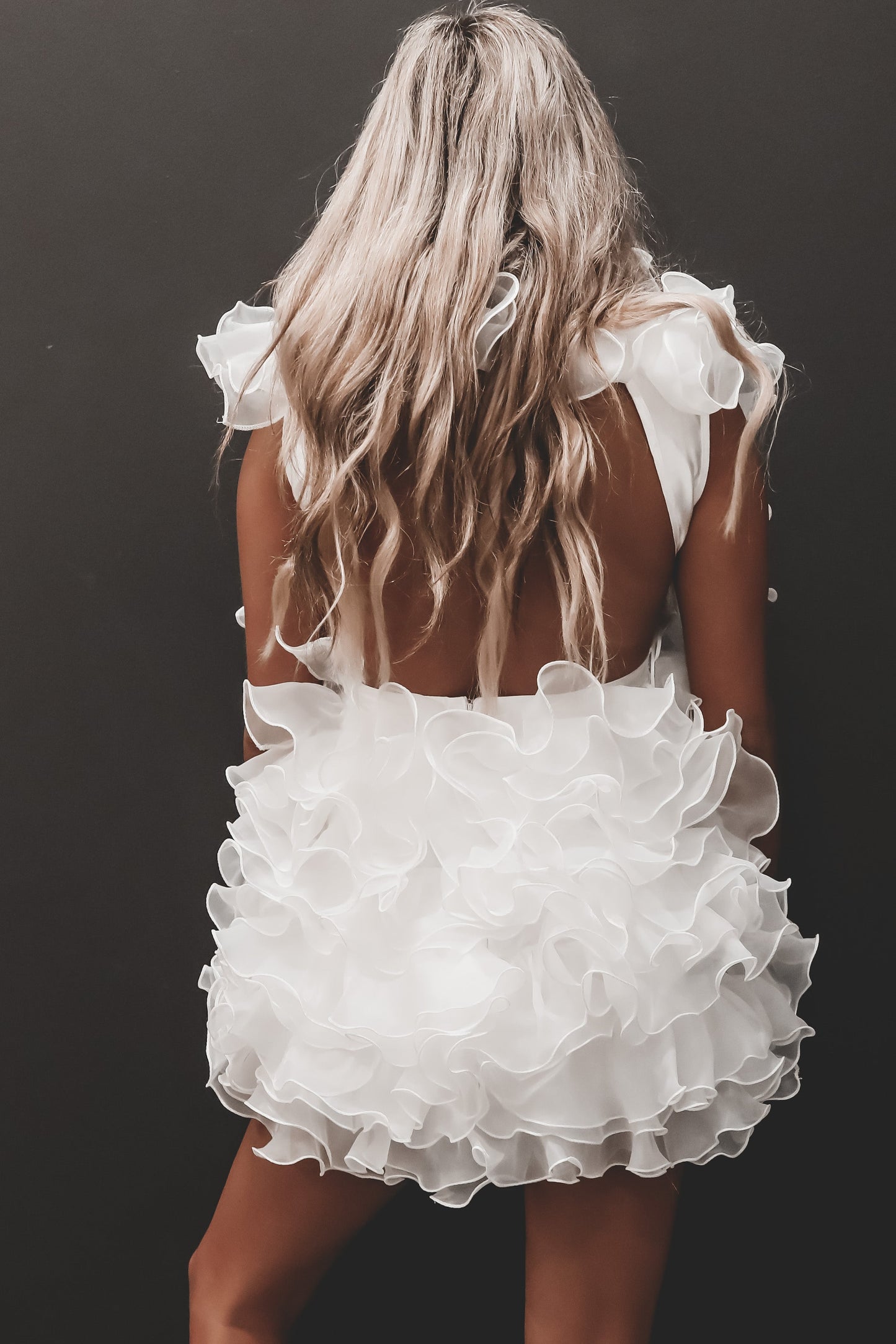 Main Character Energy White Ruffle Mini Dress