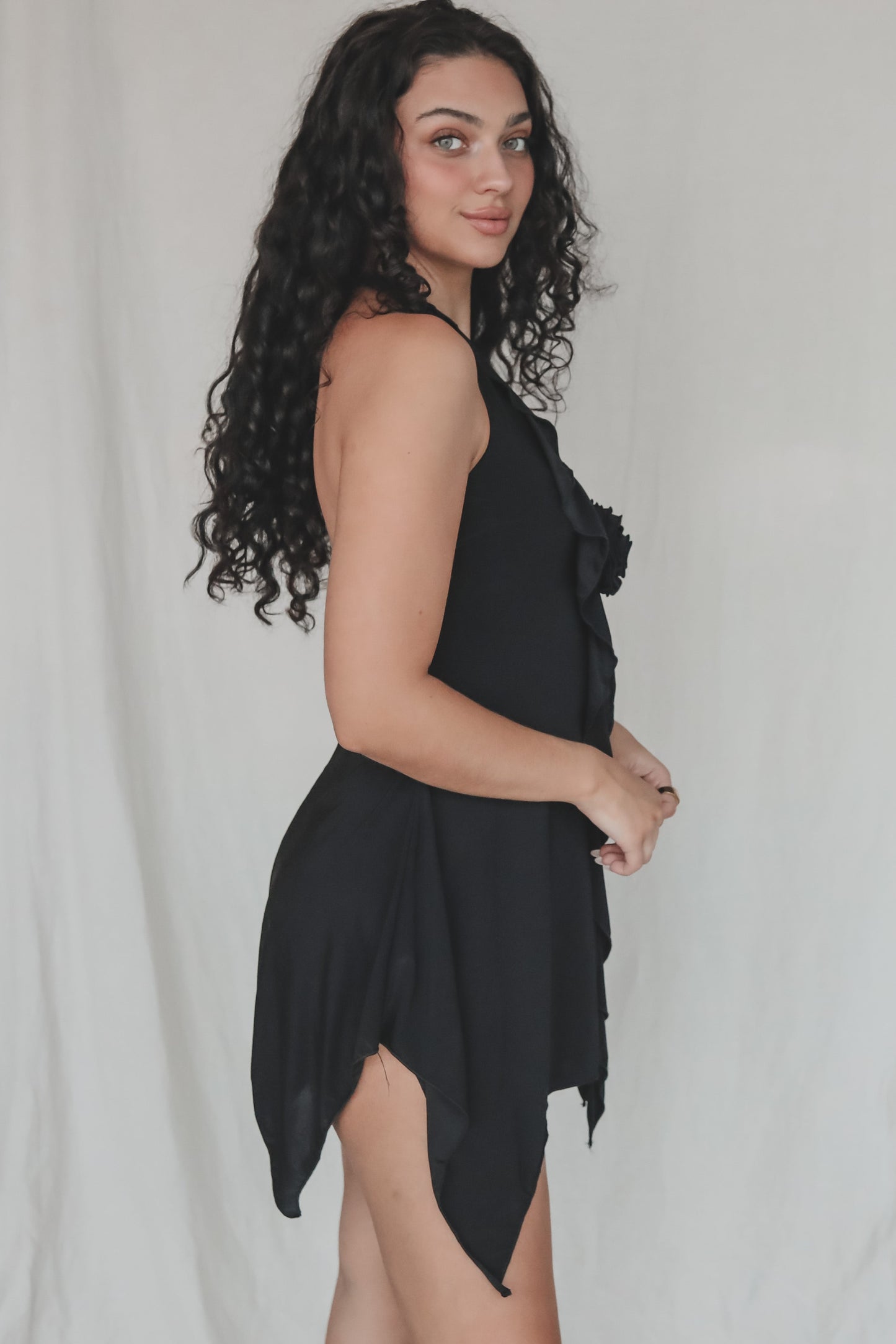 Spin You Around Ruffle Halter Mini