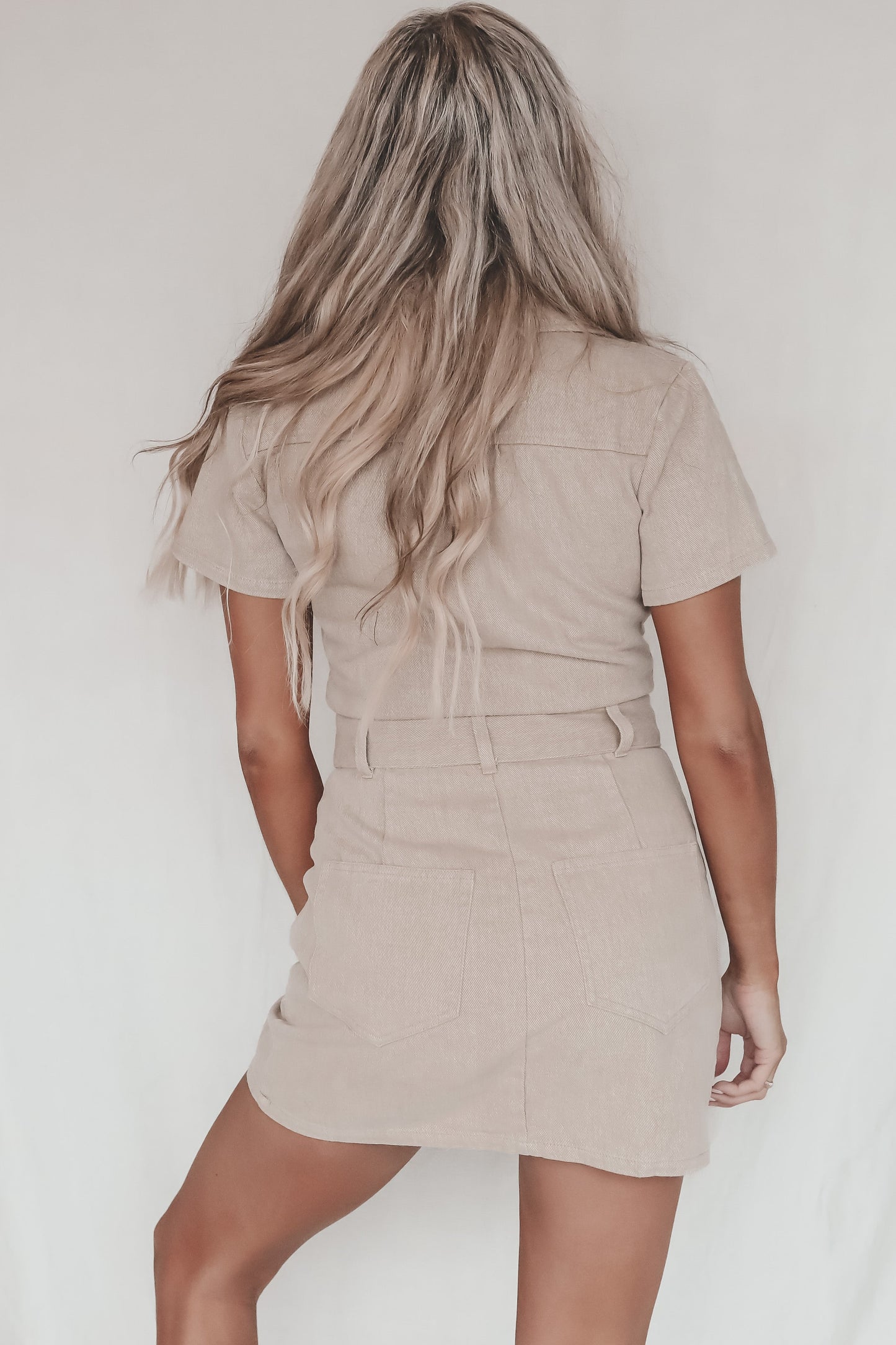 We Went Out Last Night Natural Denim Dress
