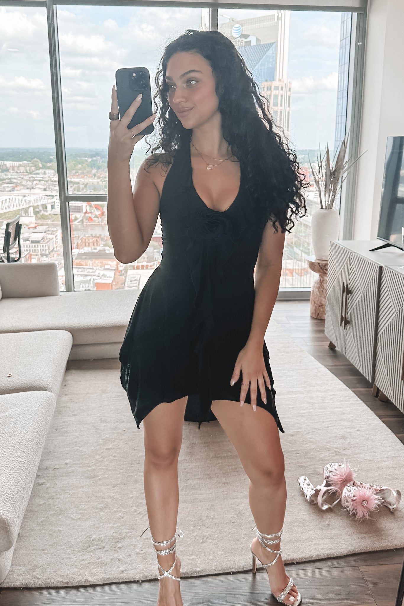 Spin You Around Ruffle Halter Mini
