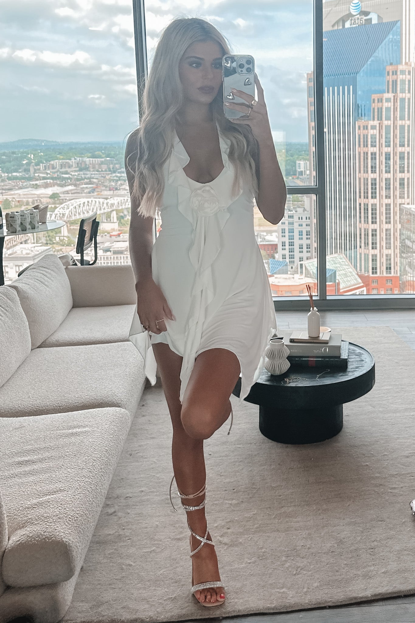 Spin You Around Ruffle Halter Mini