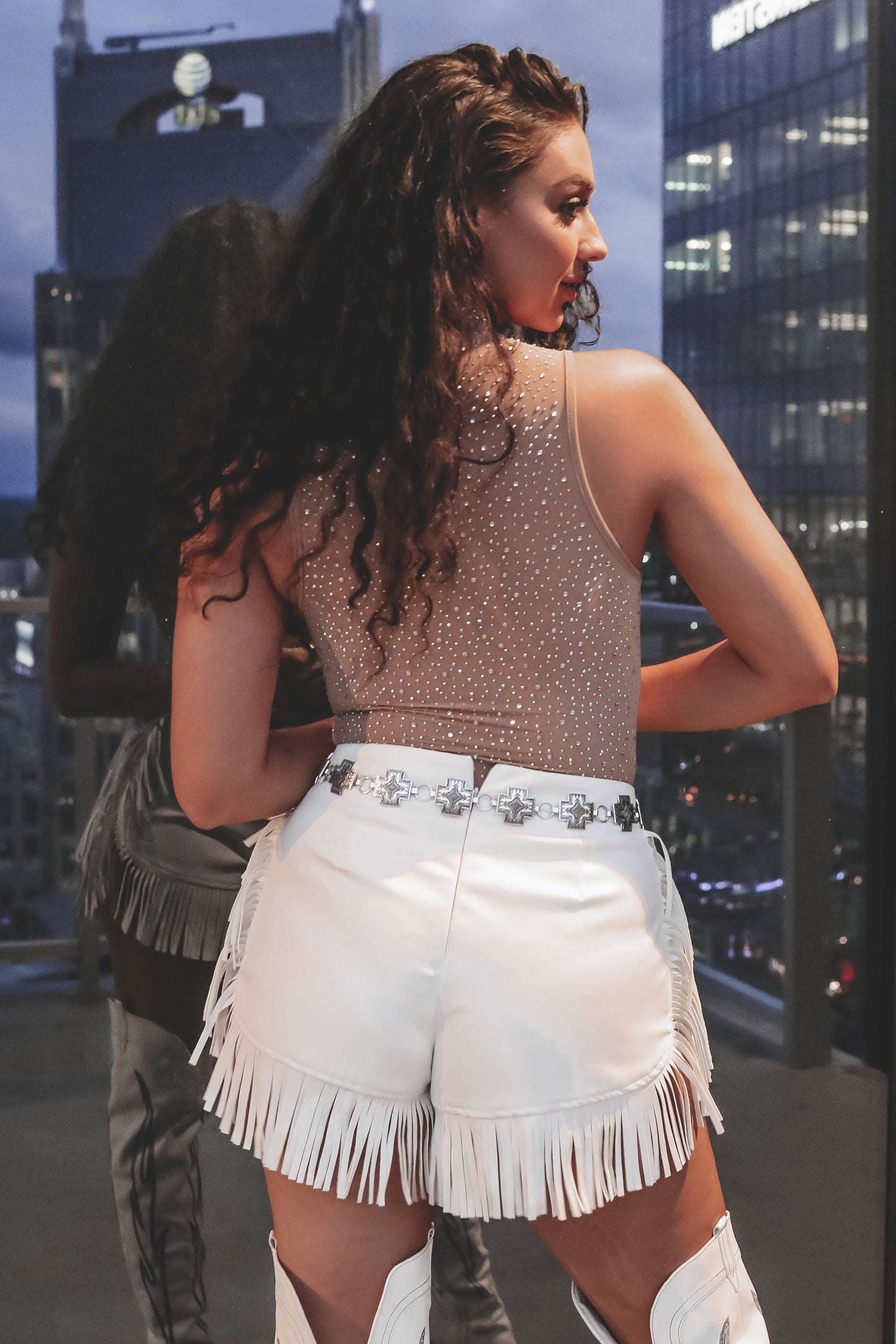 Outfit Repeat Rhinestone Mesh Sleeveless Bodysuit