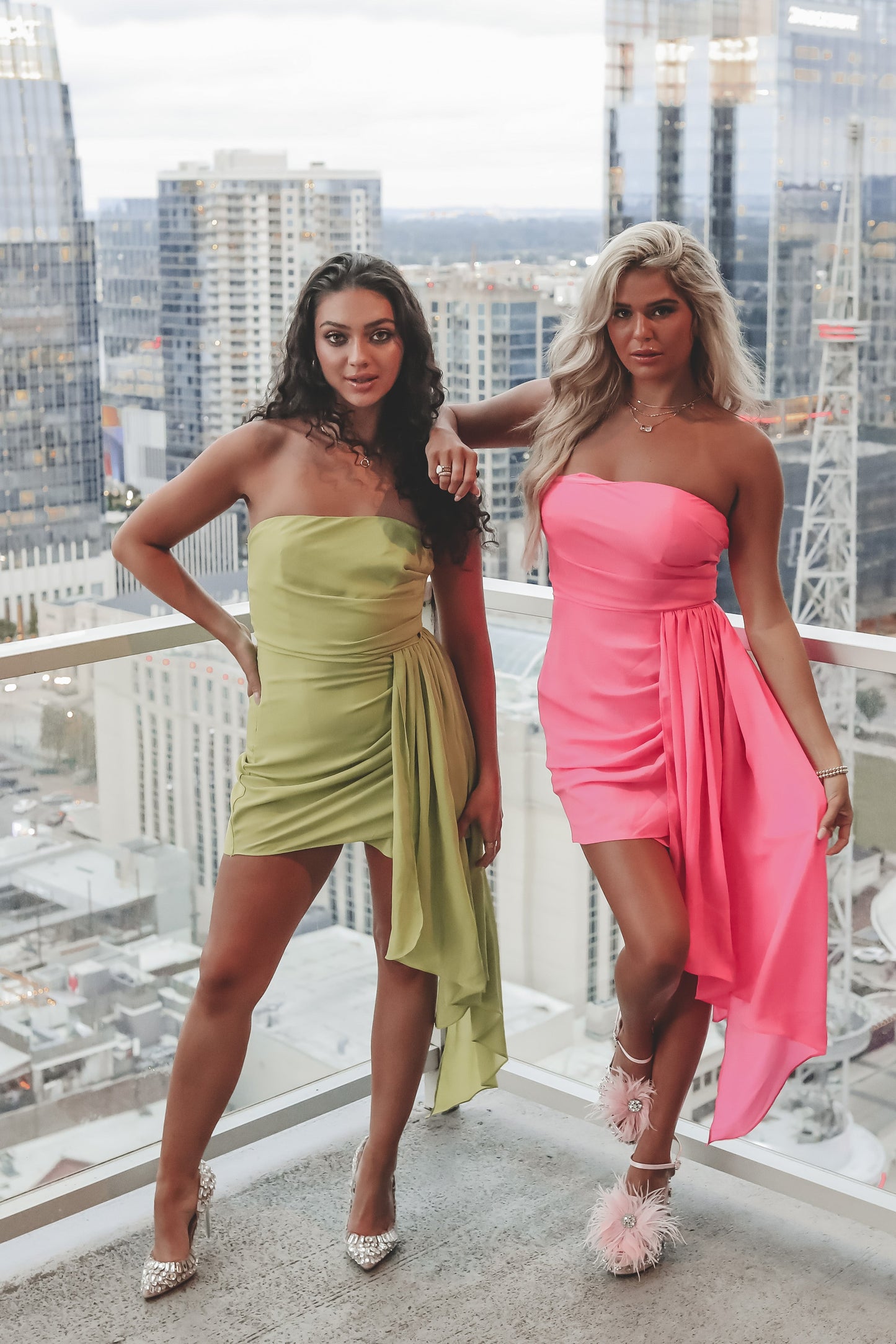She Is A Standout Neon Strapless Dress